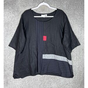 Vintage Christopher Calvin Art to Wear‎ Lagenlook Linen Top Womens Size 1X Black